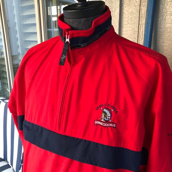 ASHWORTH Men's Red Lightweight 104th US Open Packable Anorak Jacket - Sz MEDIUM